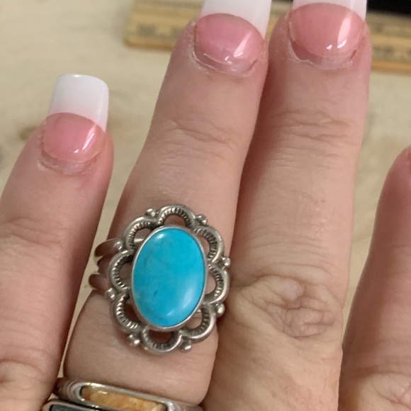 Signed Q.T. 925 Sterling Silver Ring Size 8 Quac Turquoise Inc Albuquerque, NM - Picture 8 of 8